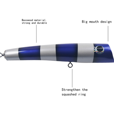 5 màu 24CM/120g gỗ mồi treble móc nước tác động Grouper cá truông cá mồi Popper gỗ câu cá mồi