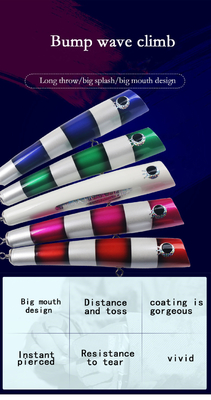 5 màu 24CM/120g gỗ mồi treble móc nước tác động Grouper cá truông cá mồi Popper gỗ câu cá mồi