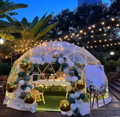 Thép Frame Cà phê Geodetic Dome Tent Clear PVC Cho Nhà hàng