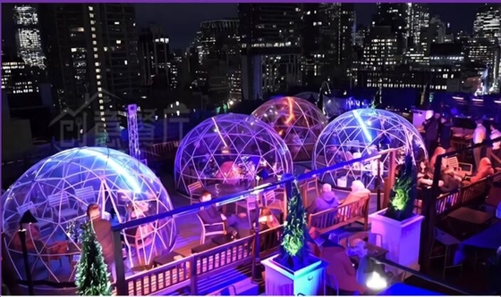 Thép Frame Cà phê Geodetic Dome Tent Clear PVC Cho Nhà hàng